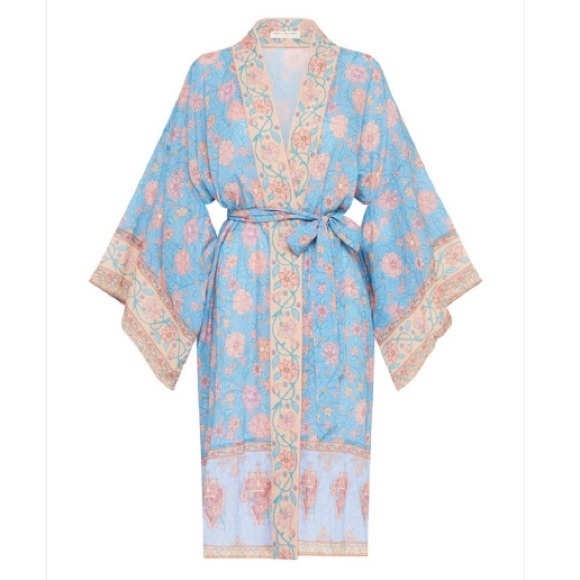 Spell Love Story Midi Cotton Robe Sky Blue medium large NWT - Picture 9 of 14